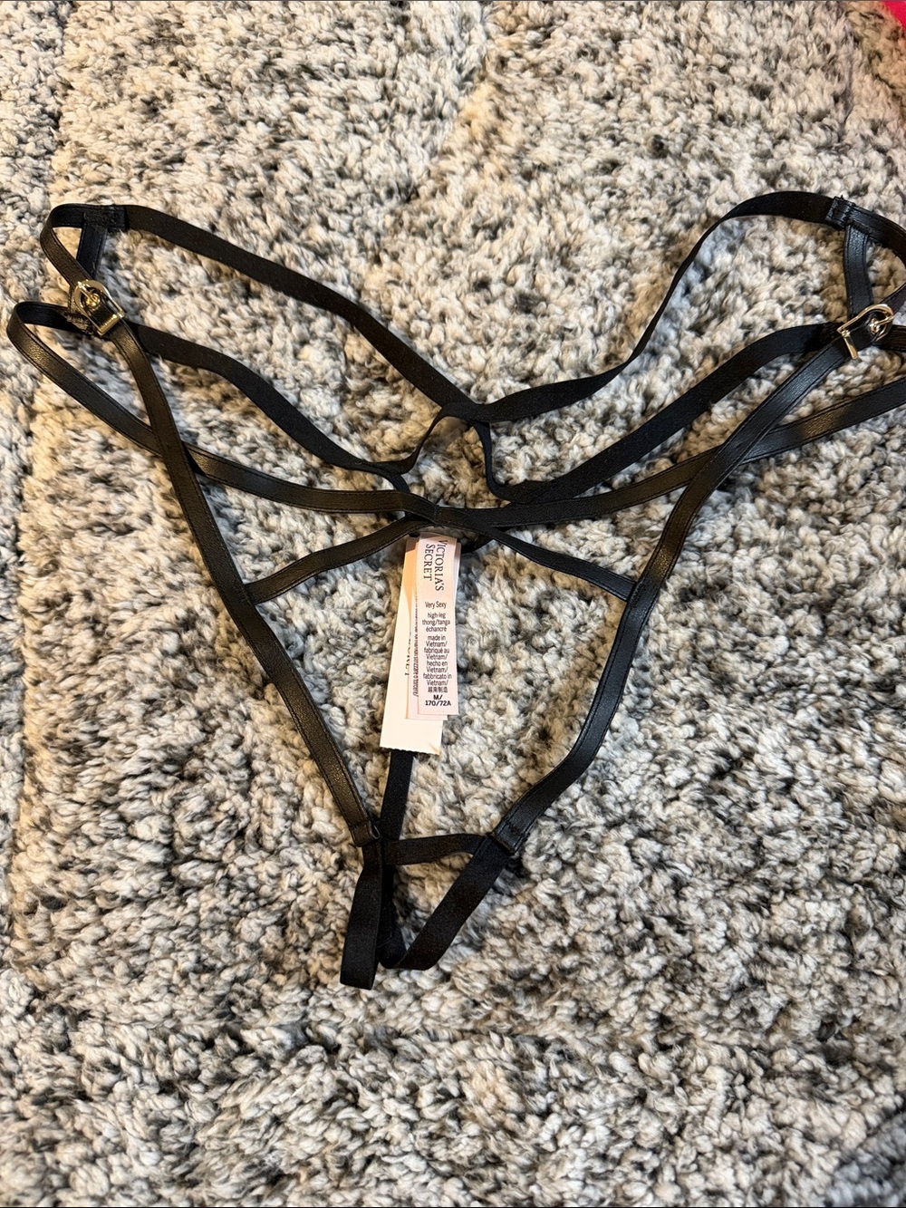 Victoria's Secret Black Strappy Harness Thong